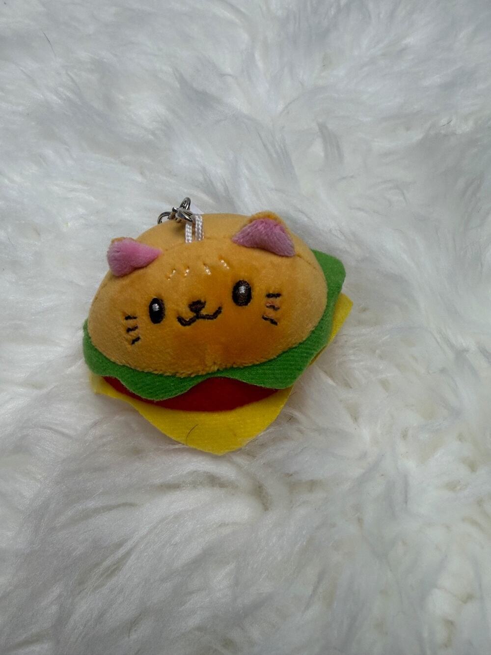 Super Mini Orange Cat Hamburger 3" Plush Keychain by Takashoji NWT Arcade Game